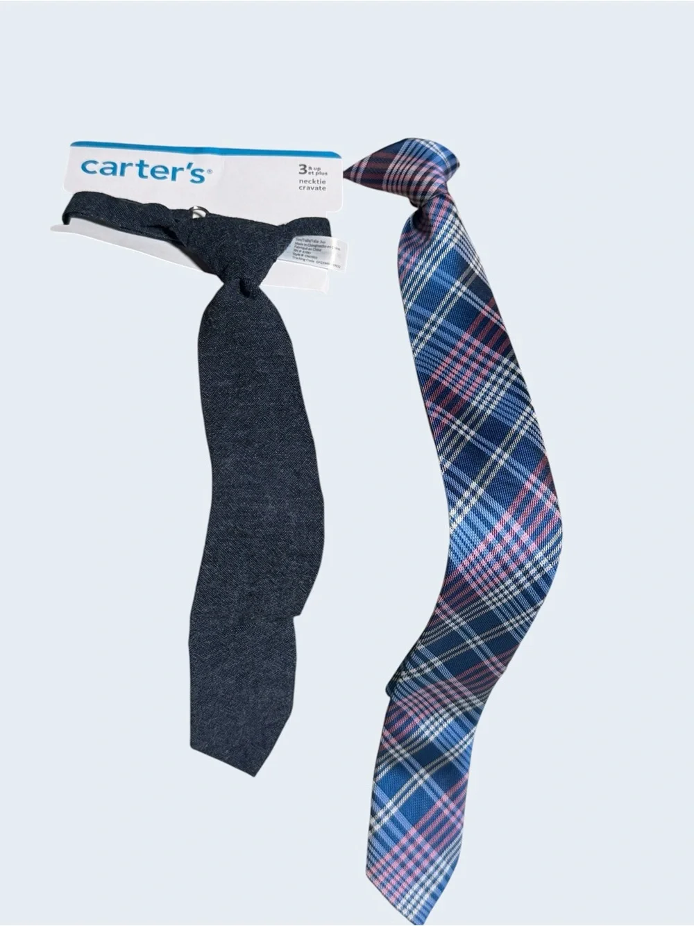 2 Carter’s Ties!! Blue Plaid & Dark Blue Jean Ties